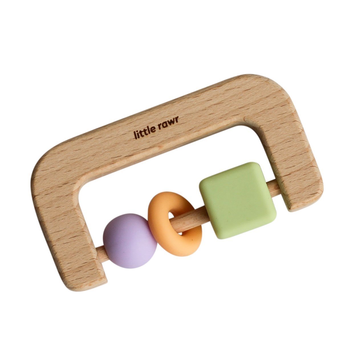 Little Rawr Wood + Silicone Bead D Shape Teether Toy - GSDGN