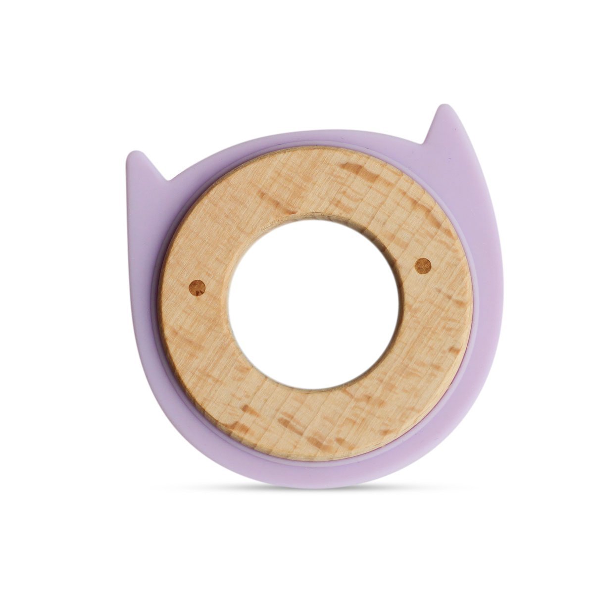 Little Rawr Wood + Silicone Disc Teether- Kitty(Purple) - ADKLA