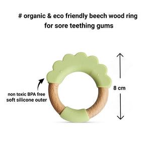 Little Rawr Wood + Silicone Teether Ring- Bear(Blue) - WRBIC