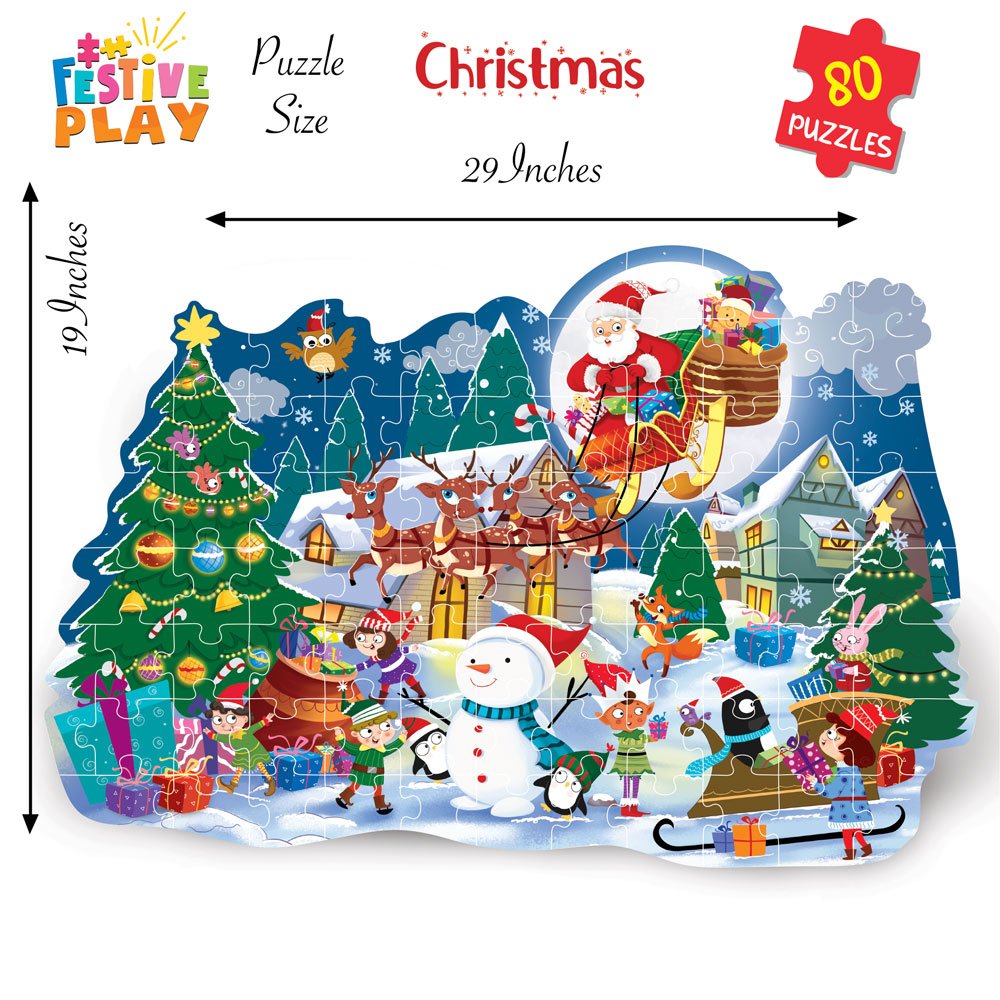 Majestic Book Club 80 PIECE BIG SIZE FESTIVE PLAY CHRISTMAS PUZZLE SET - Christmas80puzzle
