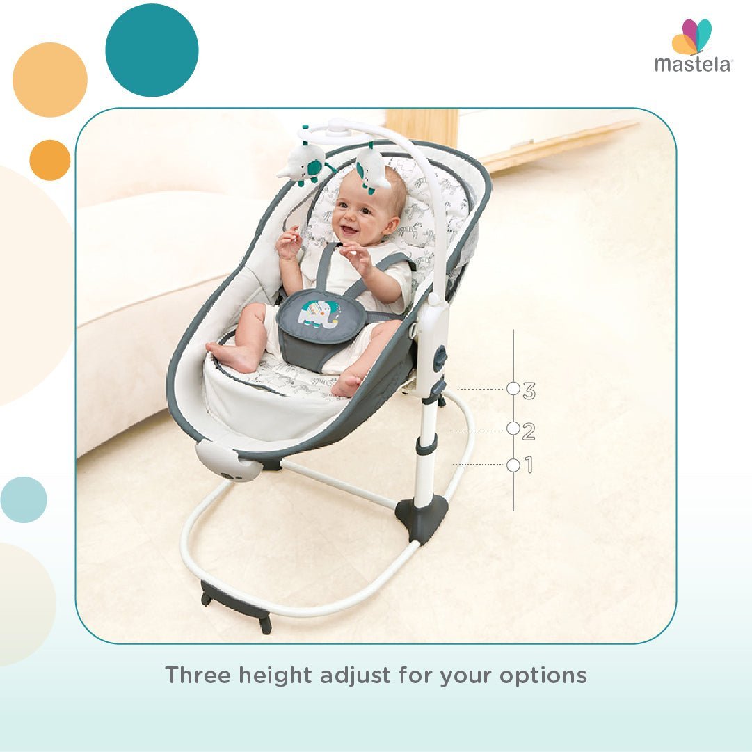 Mastela 6 In 1 Multi-Function Rocker & Bassinet- Grey - 8037
