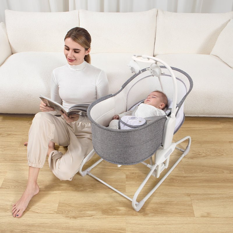 MASTELA Bassinet 5 in 1 Swing & Bassinet- Grey - 3087
