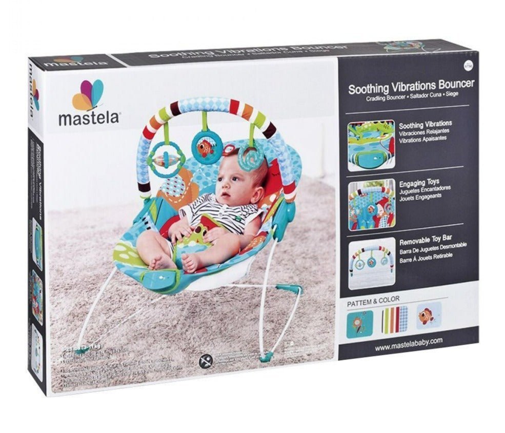 Mastela Newborn Baby to Toddlers Rocker Musical Bouncer Chair- Blue - 6750