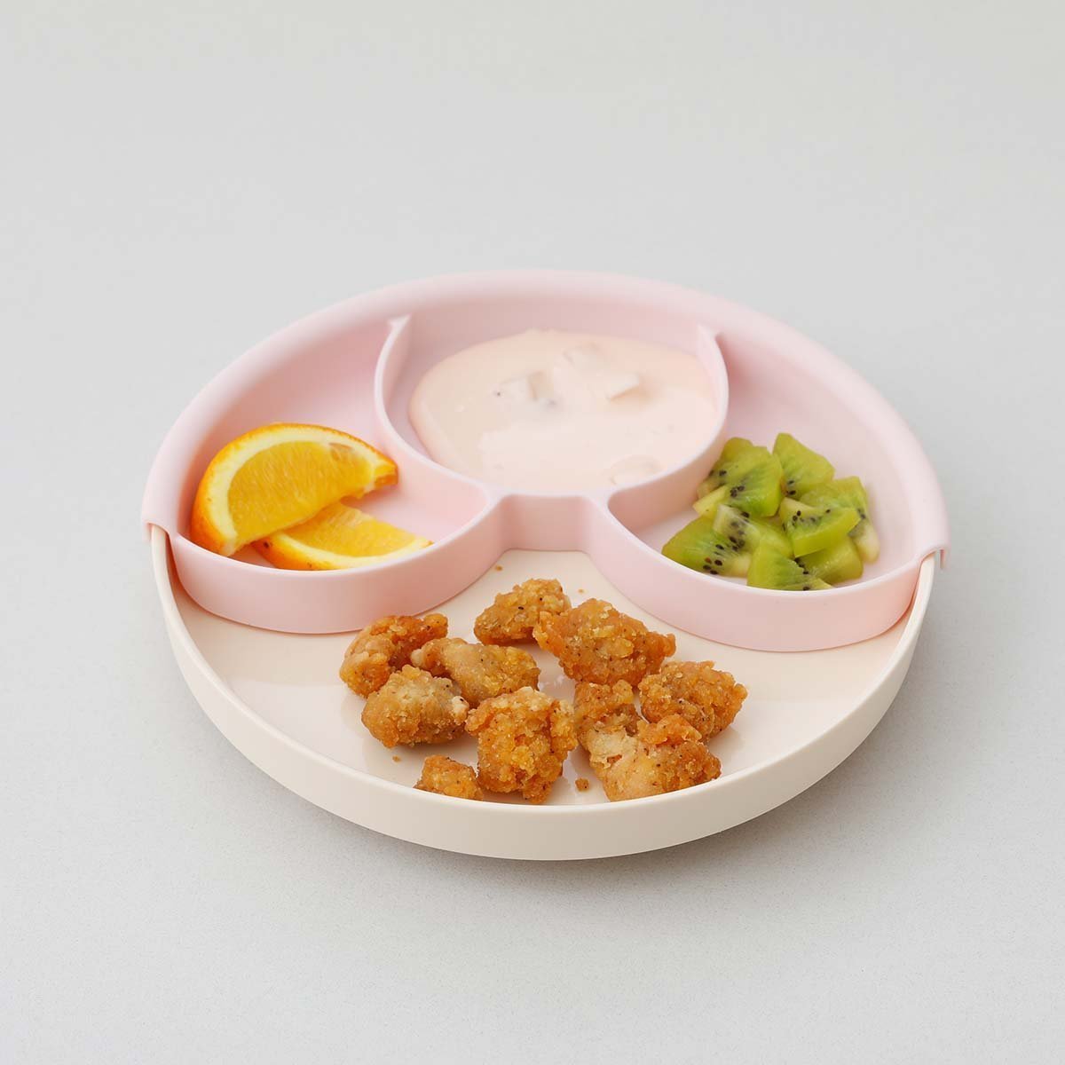 Miniware Healthy Meal Suction Plate with Dividers Set-Grey/Cotton Candy - MWHMGC