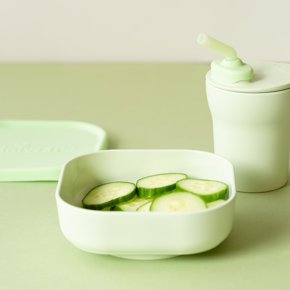 Miniware Suction Bowl with Sippy Cup - Lime - MWSKKK