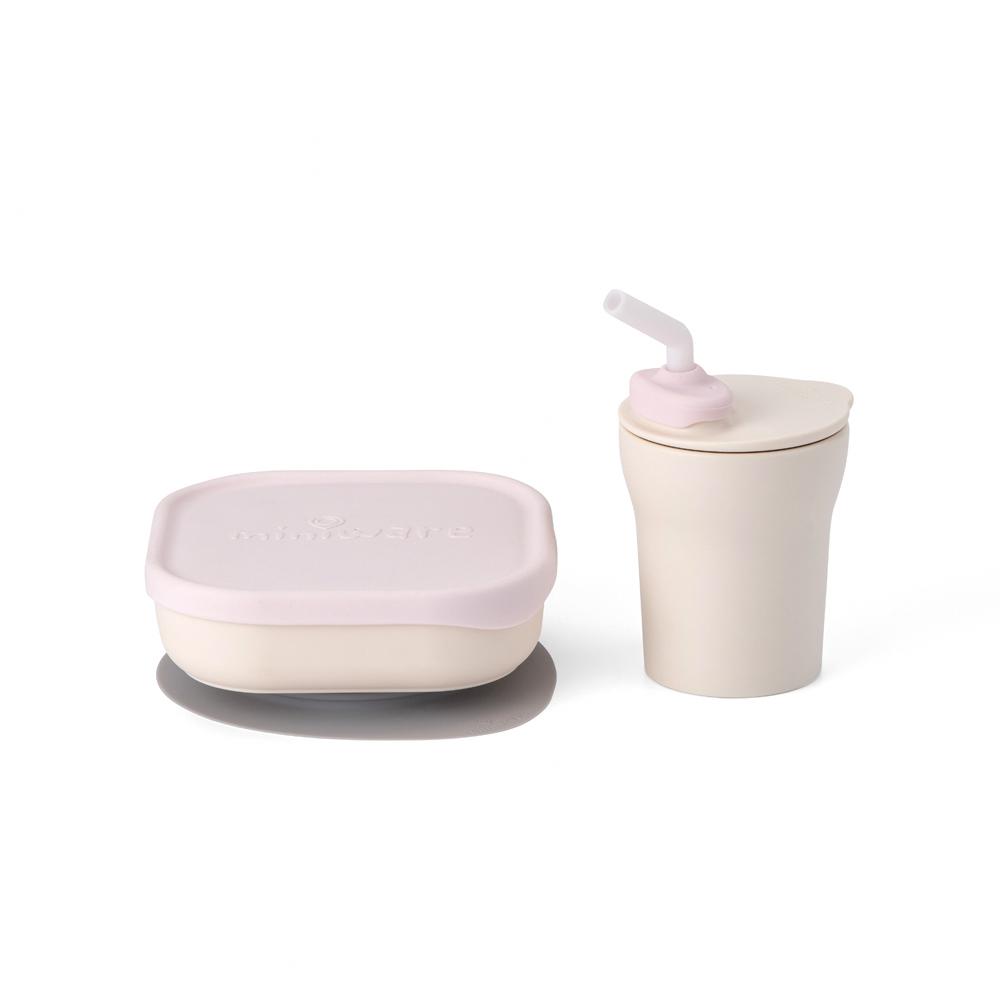 Miniware Suction Bowl with Sippy Cup - Vanilla/Cotton candy - MWSKVC