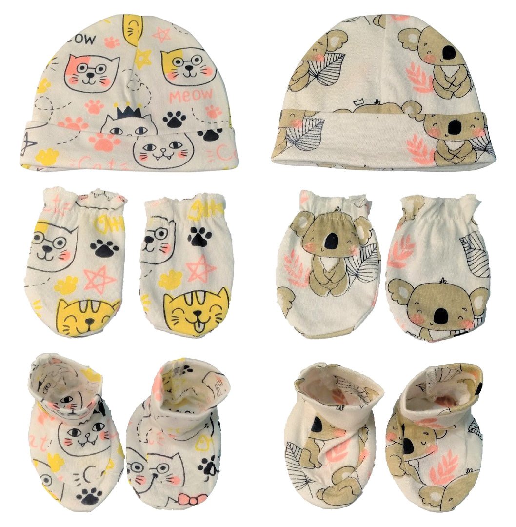 Mittens, Booties and Cap Set Combo of 2- Option I - MBC2-MP-MWBKL