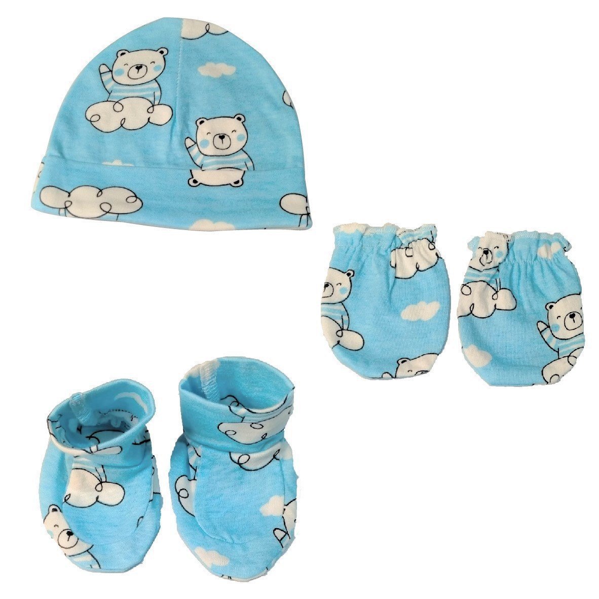Mittens, Booties and Cap set- Hello Bear - MBC-HLOBR