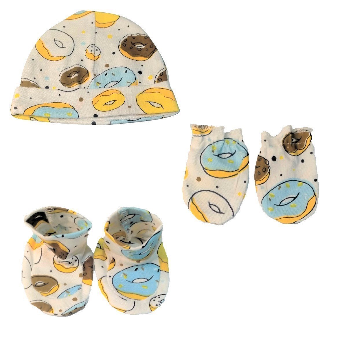 Mittens, Booties and Cap set- Sweet like a Doughnut - MBC-SWDNT