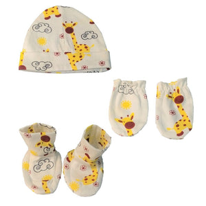 Mittens, Booties and Cap set- Tall as a Giraffe - MBC-TLGRF