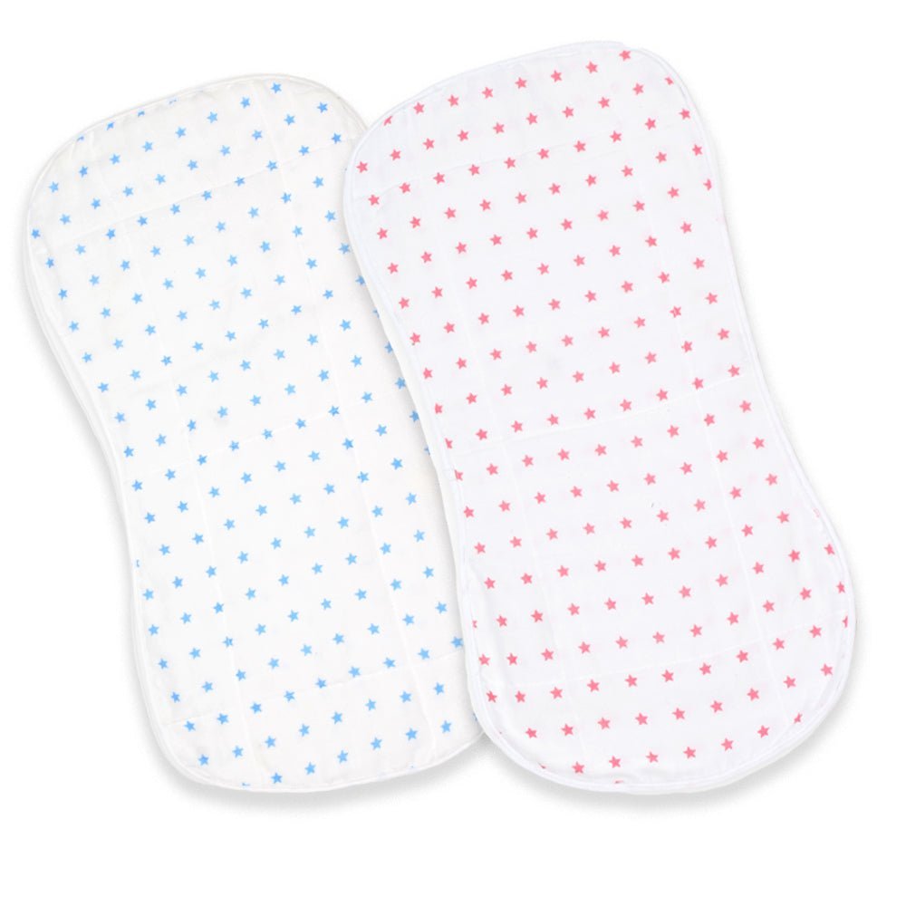 Muslin Burp Cloth Combo of 2- Option 5 : Blue Star-Pink Star - MSBC2-BSPNS