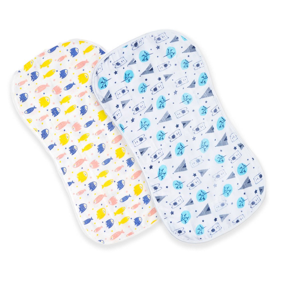 Muslin Burp Cloth Combo of 2- Option 8: Finding Nemo-Blue Forest - MSBC2-FNBF