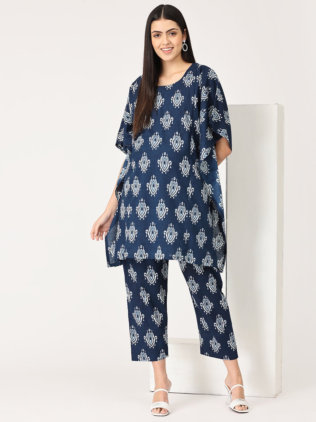 Navy Peony Maternity and Nursing Kaftan Set