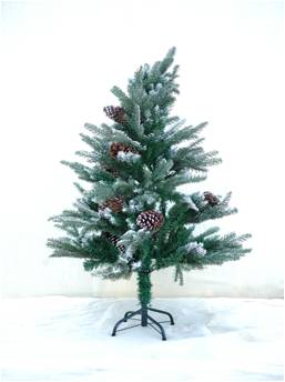 Nordic Christmas Decorations Balsam Christmas Tree With Light Frosting And Big Pine Cones, 4 ft - FCH-2201004