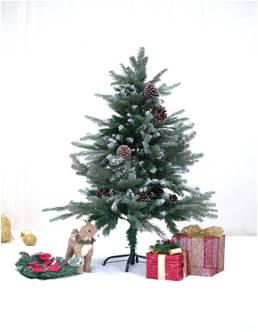 Nordic Christmas Decorations Balsam Christmas Tree With Light Frosting And Big Pine Cones, 4 ft - FCH-2201004