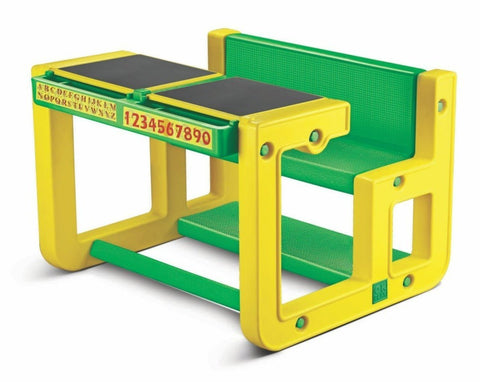 OK Play Jack In The Box Double Chair & Desk Set for Kids - Green & Yellow - FTFF000364