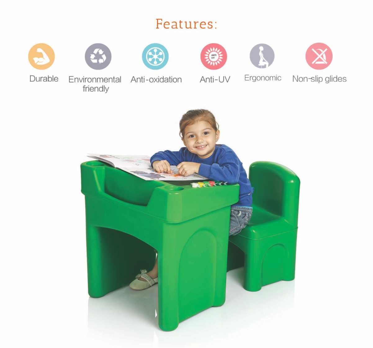 OK Play Little Master Green Chair & Table Set for Kids - FTFF000047