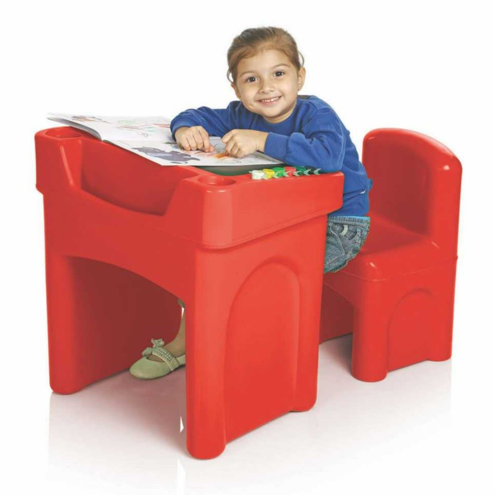 Ok Play Little Master Red Chair & Table Set for Kids - FTFF000395