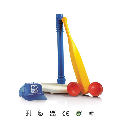 OK Play Striker, Baseball Bat With Ball For Kids- Yellow & Red - FTFT000233