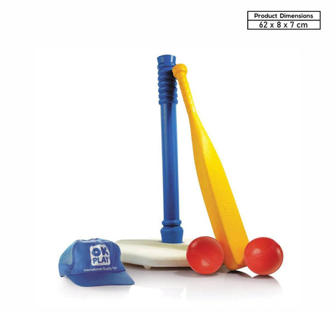 OK Play Striker, Baseball Bat With Ball For Kids- Yellow & Red - FTFT000233
