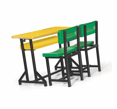 Ok Play Two Scholars Study Table - Yellow & Green - FTFF000061