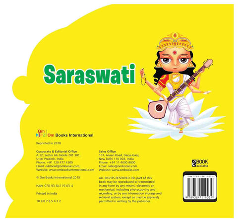 Om Books International Saraswati (Gods and Goddesses)- Cutout Board Books - 9789384119034
