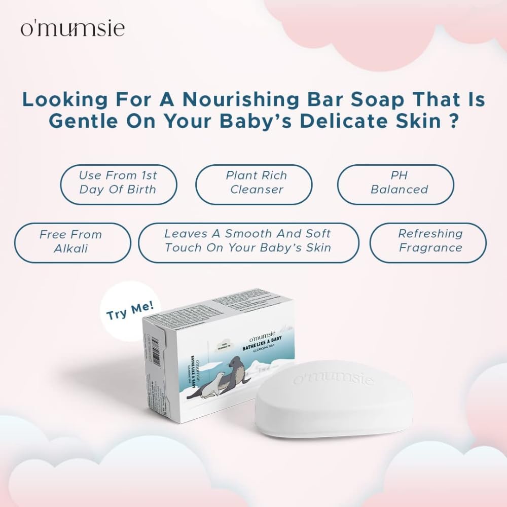 O'mumsie Bathe Like A Baby | Moisture Bathing Bar Baby Soap | Pack of 2 - OM-15