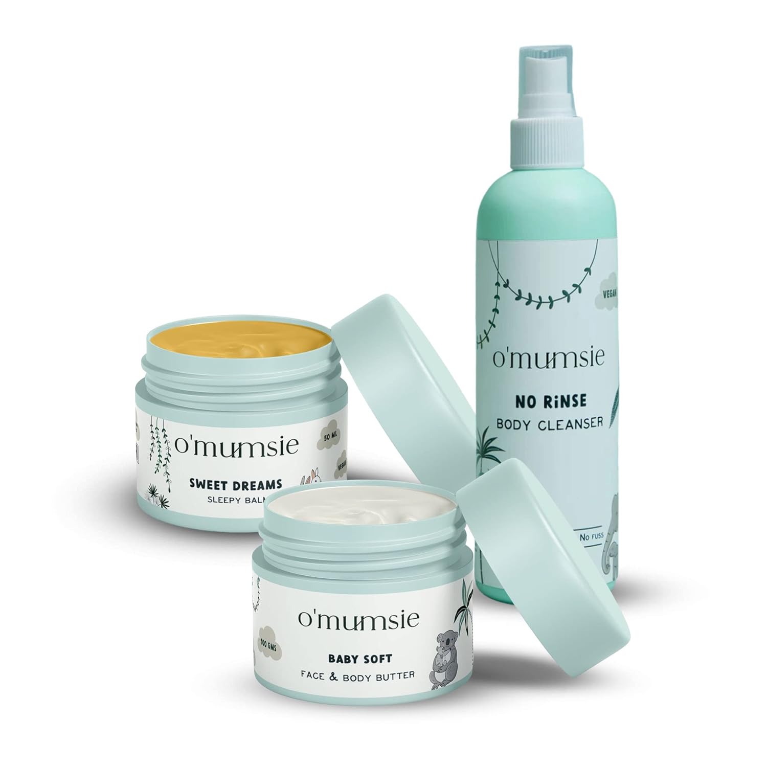 O'mumsie-Bedtime Rituals Kit with Body Cleanser, Face & Body Butter, Sleepy Balm - OM-13