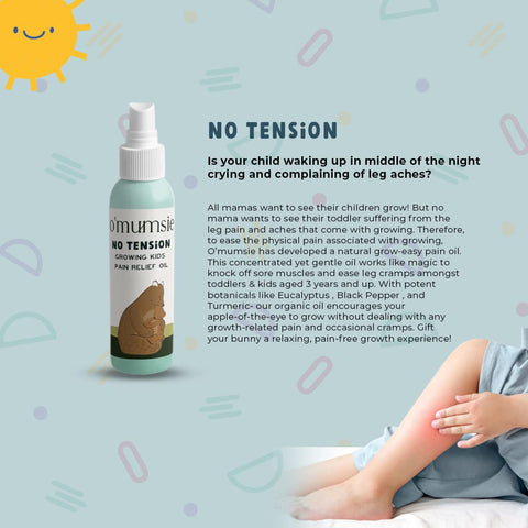Omumsie No Tension Baby Oil | Growing kids pain relief massage oil- 50 ml - OM19