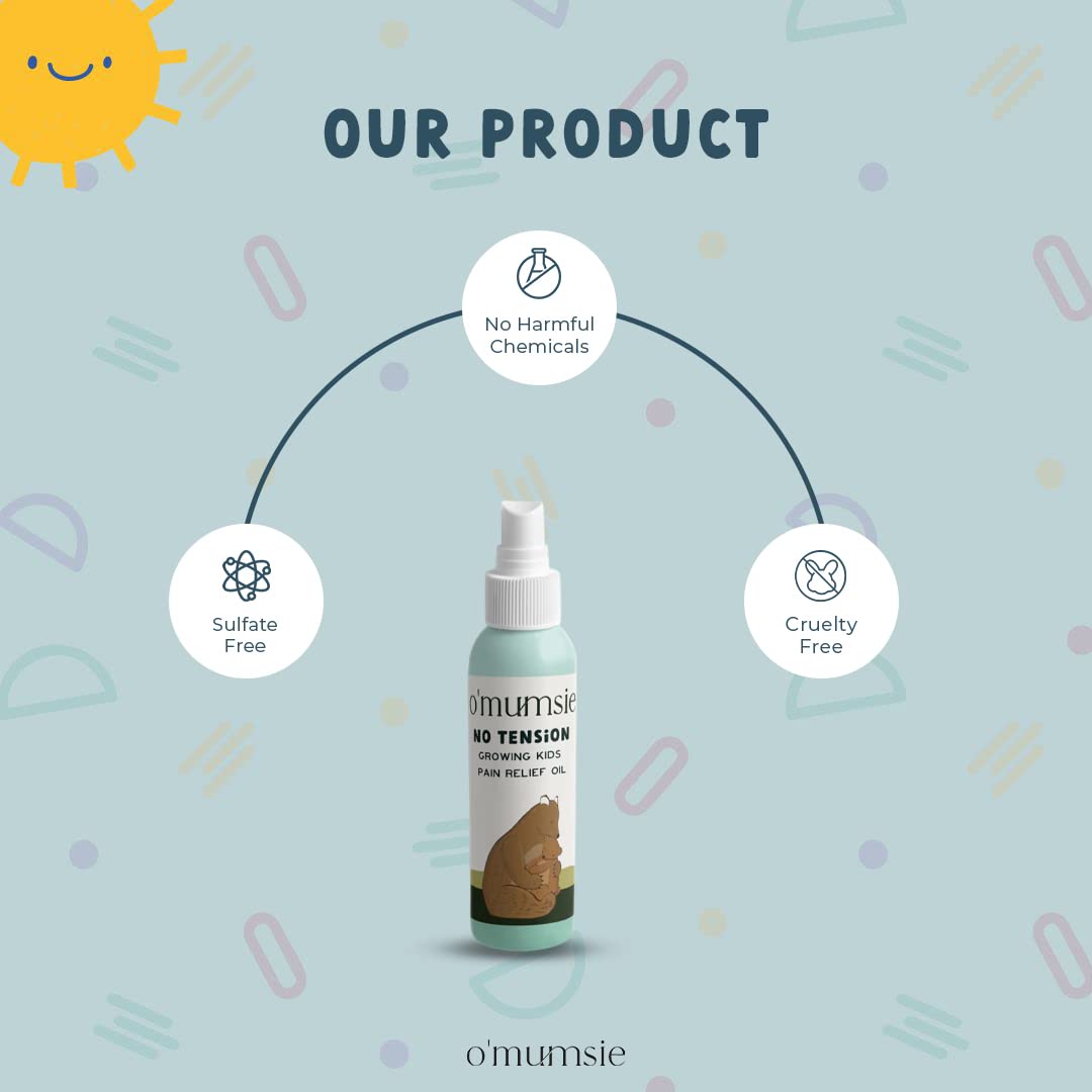 Omumsie No Tension Baby Oil | Growing kids pain relief massage oil- 50 ml - OM19