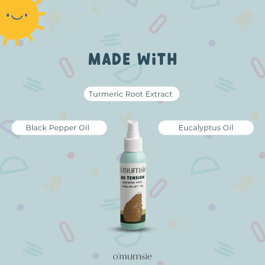 Omumsie No Tension Baby Oil | Growing kids pain relief massage oil- 50 ml - OM19