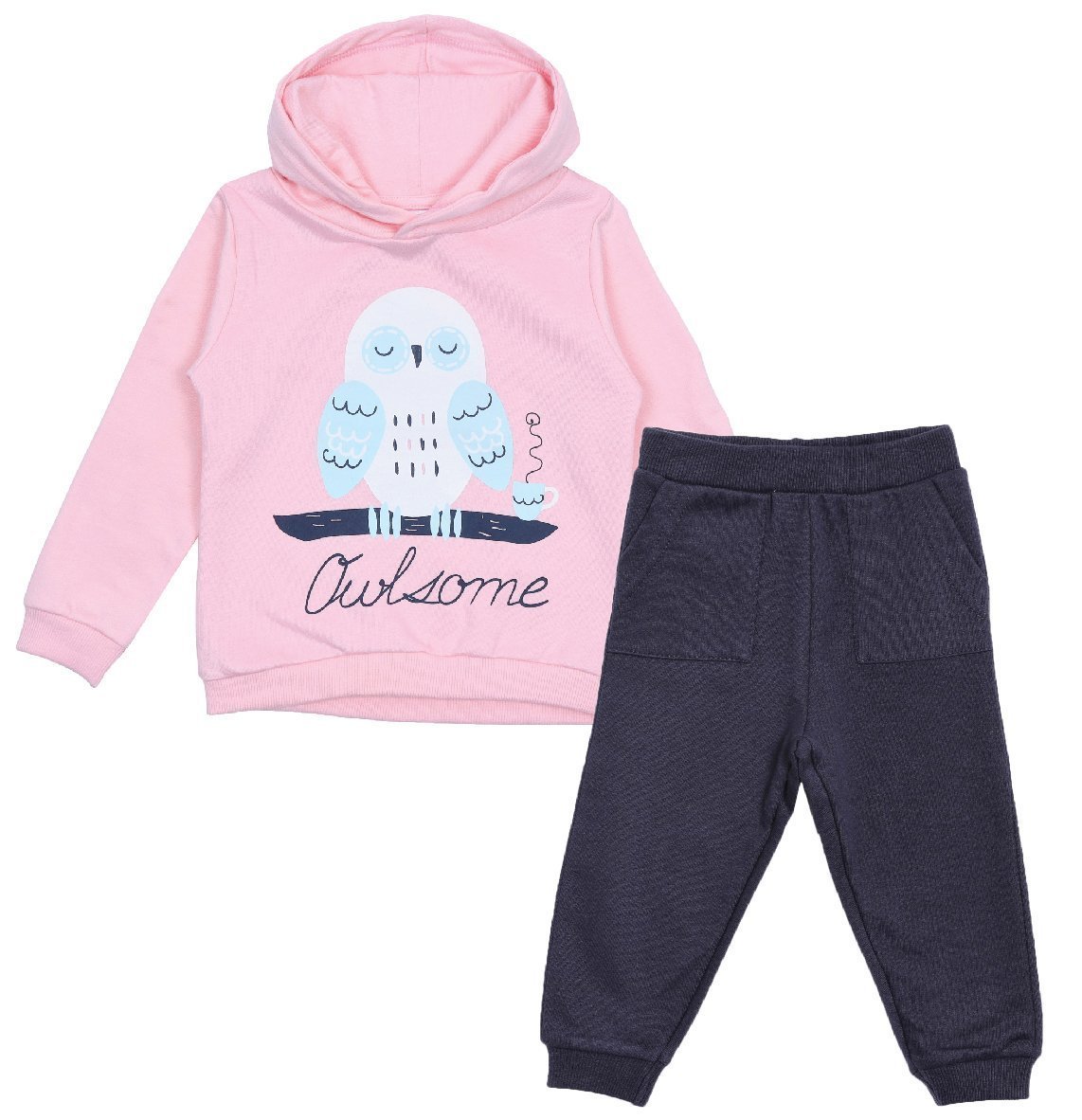 Owlsome Hooded Sweatshirt and Navy Blue Sweatpants Combo - SWSP-OWNB-0-6