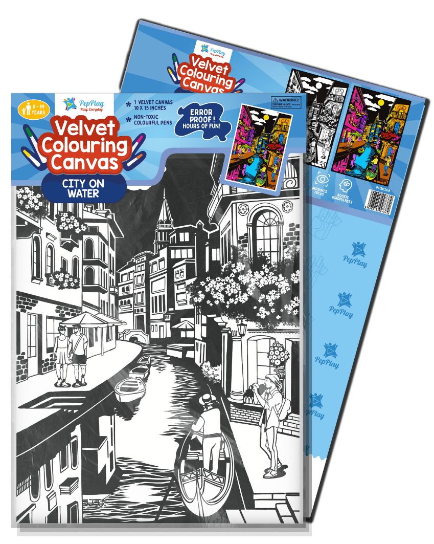 Pepplay Velvet Colouring Card Canvas- City On Water - PP20106