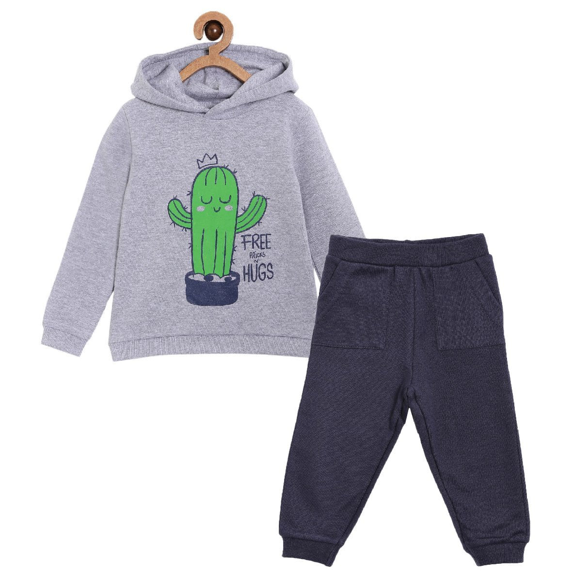 Pricks and Hugs Hooded Sweatshirt and Navy Blue Sweatpants Combo - SWSP-PHNB-0-6