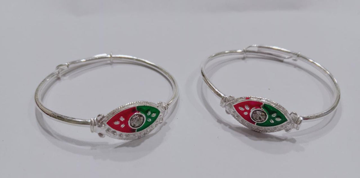 Pushker Badri Sarraf Red And Green Baby Bracelet - KADA-PGA