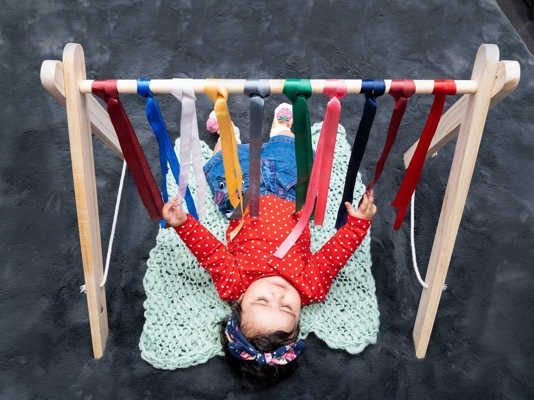 Rocking Potato Baby Activity Play gym- Ribbons - BAG-CR