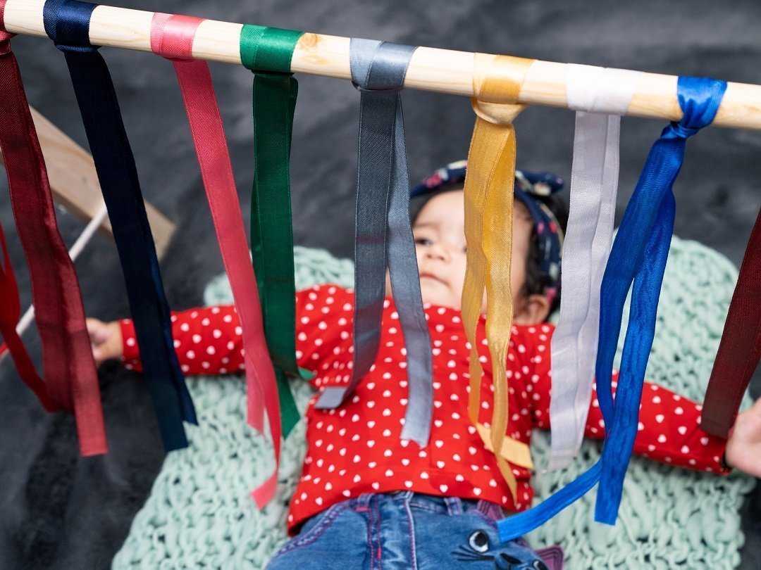 Rocking Potato Baby Activity Play gym- Ribbons - BAG-CR