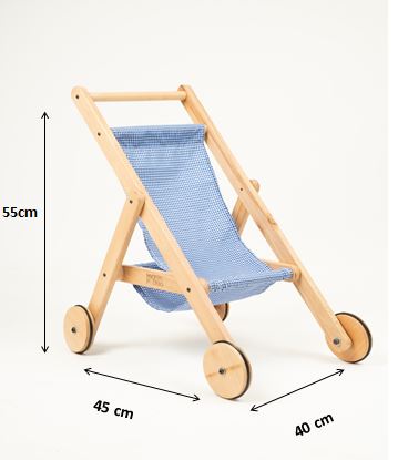 Rocking Potato Wooden Doll Stroller- Blue - DS-Blue