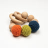 Rocking Potato Wooden Rattle cum Teether with crochet balls - WCRB-BW