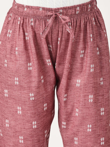 Rose Pink Self Weave Maternity Lounge Pants