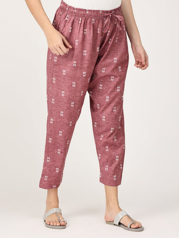Rose Pink Self Weave Maternity Lounge Pants