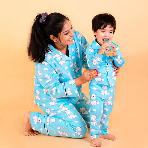 Set Of 2: Hello Bear Matching Pajama Set for Mom and Baby – The