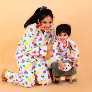 Set Of 3: Fruity Cutie Matching Pajama Set for Mom and Baby - TWPJ-3-FRCT