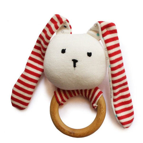 Shumee Striped Bunny Teether & Rattle Ring - BES-IN-BR-C-0m-0096