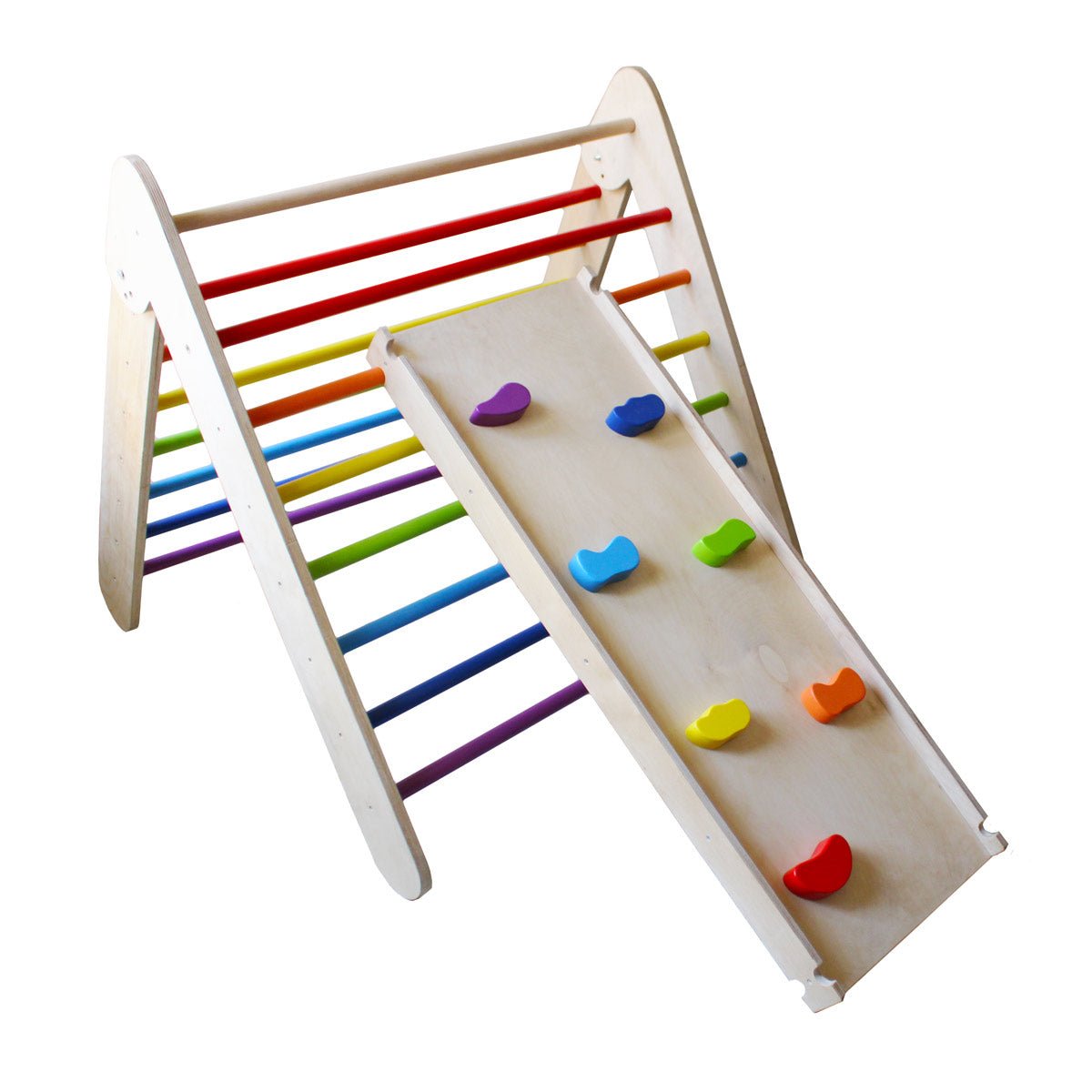 Shumee Wooden Rainbow Pikler Triangle+Slide and Climber - OTM-IN-COMBPTSL-W-1yr-147