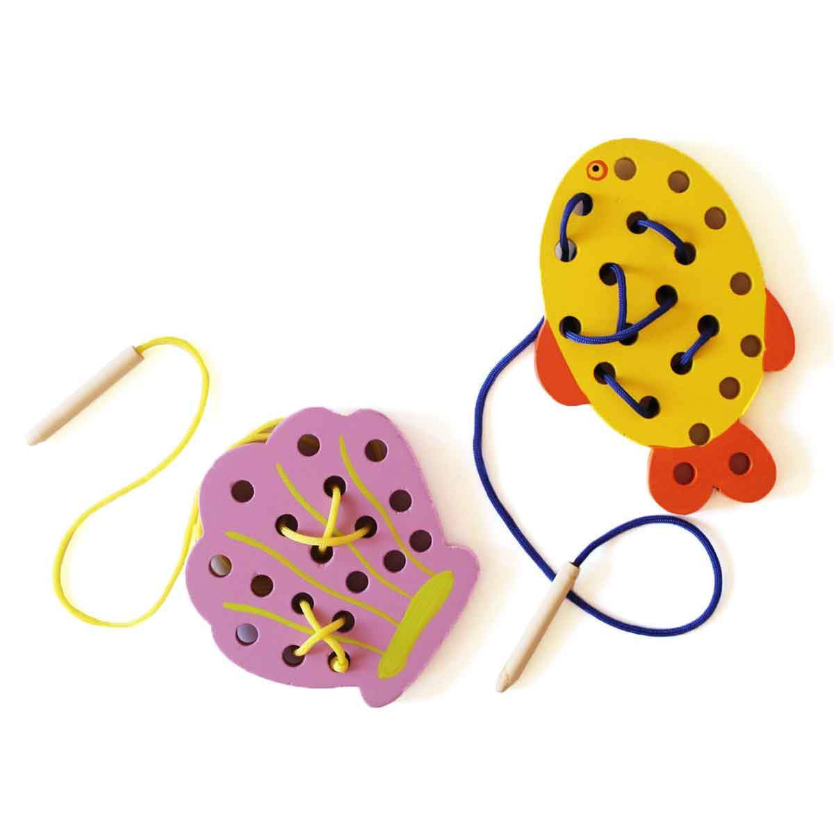 Shumee Wooden Sea Themed Lacing Toys Set - EXP-IN-IHD-LS-W-3yr-0064