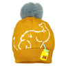 Smiley Elephant Pom Pom Baby Winter Cap- Mustard - WNCP-LS-SLEPMST