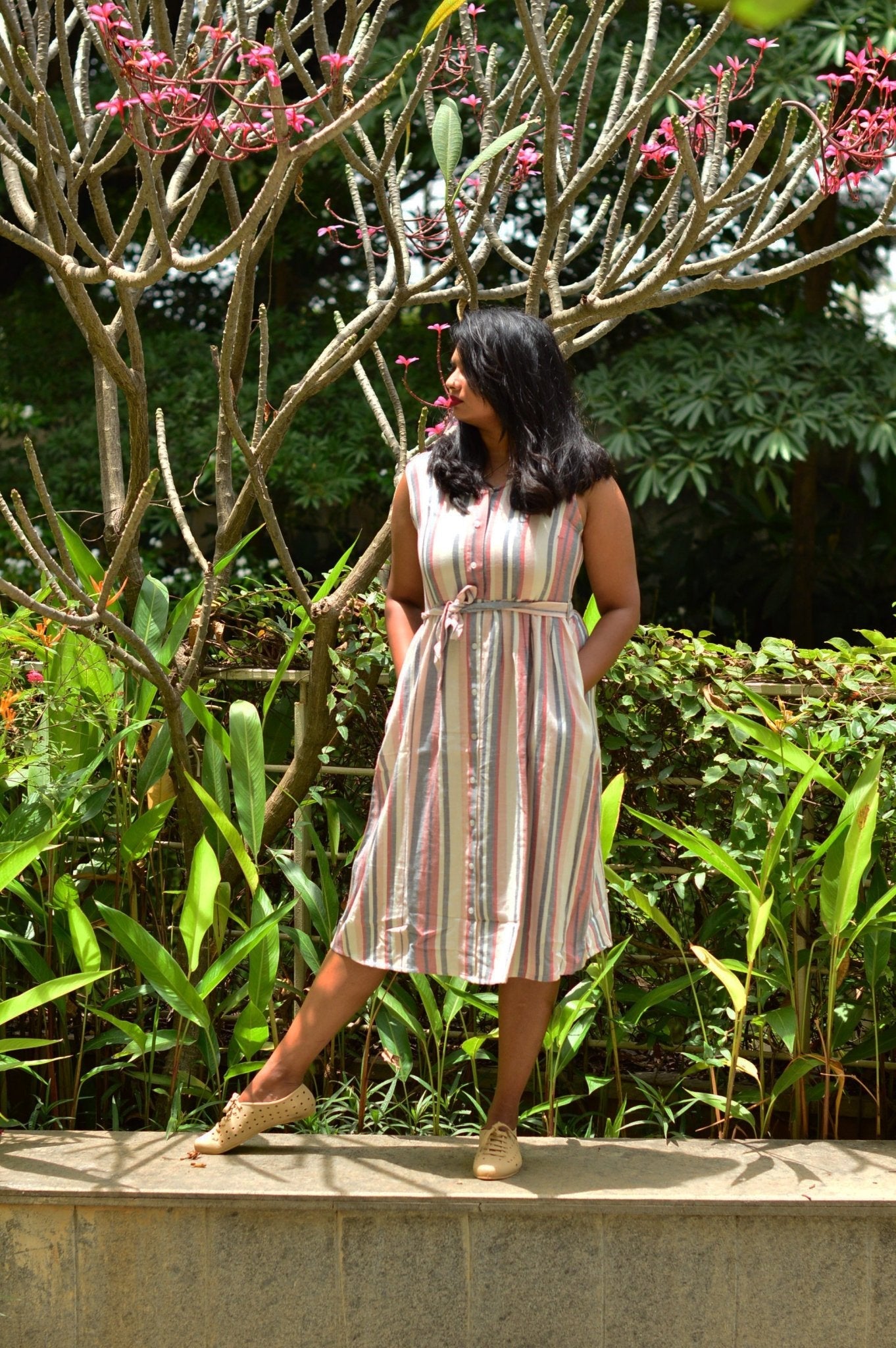 Striped A Line Maternity and Nursing Dress