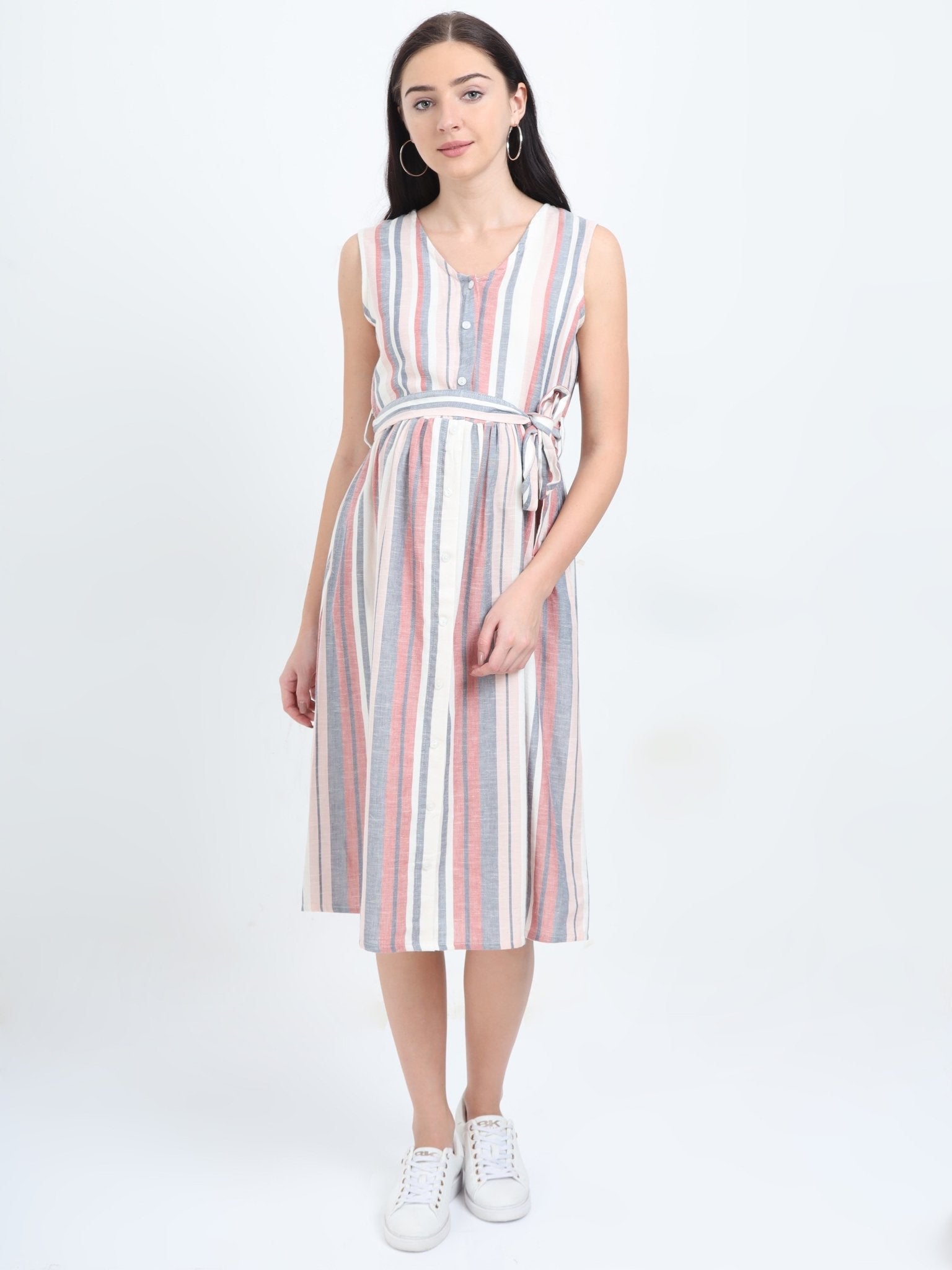 Striped A Line Maternity and Nursing Dress