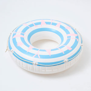 SUNNYLiFE Blue Stripes Inflatable Retro Pool Ring De Playa Stripe - S3LPOLDP